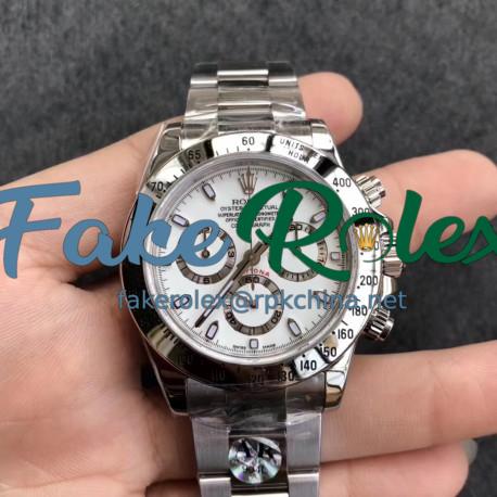 Replica Rolex Daytona Cosmograph 116520 AR V2 Stainless Steel 904L White Dial Swiss 4130 Run 6@SEC