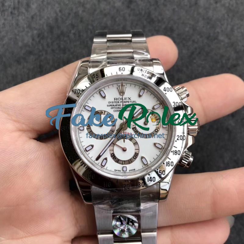 Replica Rolex Daytona Cosmograph 116520 AR V2 Stainless Steel 904L White Dial Swiss 4130 Run 6@SEC