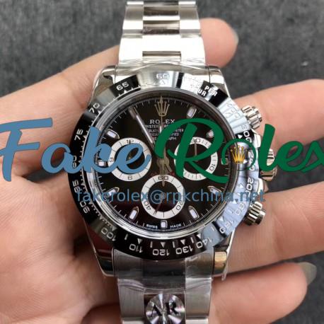 Replica Rolex Daytona Cosmograph 116500LN AR V2 Stainless Steel 904L Black Dial Swiss 4130 Run 6@SEC