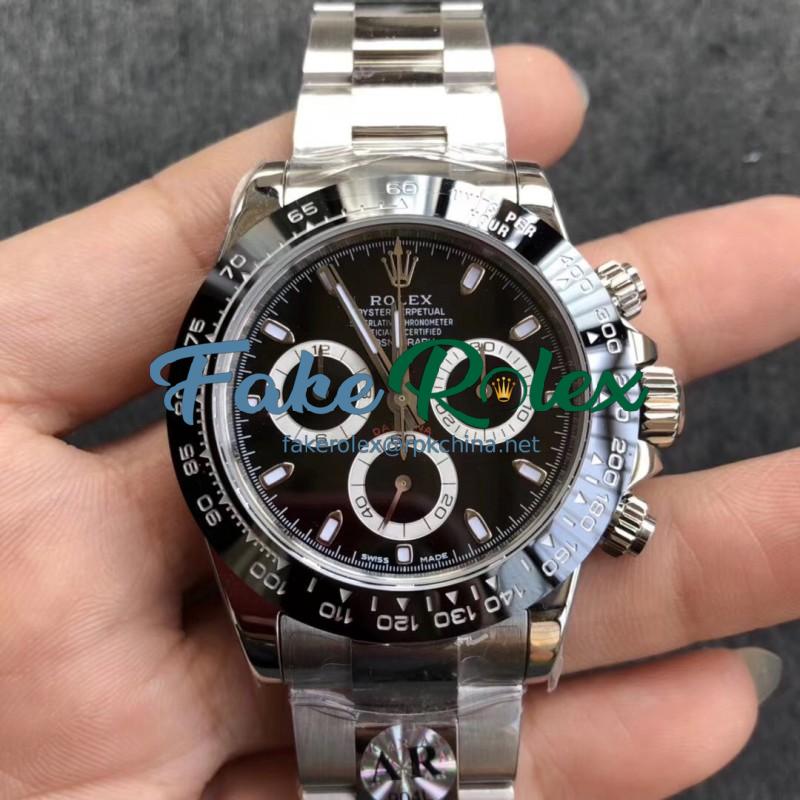 Replica Rolex Daytona Cosmograph 116500LN AR V2 Stainless Steel 904L Black Dial Swiss 4130 Run 6@SEC