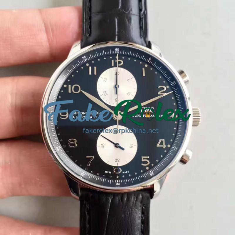 Replica IWC Portugieser Chronograph IW371404 ZF Stainless Steel Black & White Dial Swiss 7750