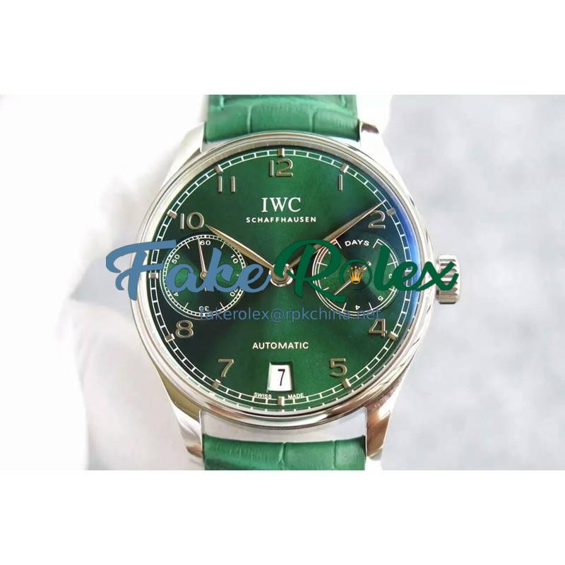 Replica IWC Portuguese IW5007 YL V4 Stainless Steel Green Dial Swiss 52010