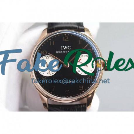 Replica IWC Portuguese IW5001 YL V3 Rose Gold Black & White Dial Swiss 52010