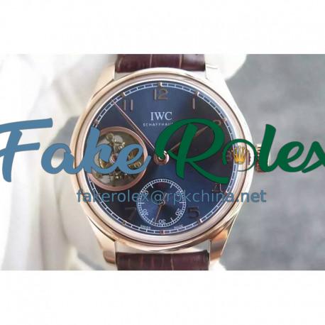 Replica IWC Portuguese Tourbillon IW5463 YL Rose Gold Blue Dial Swiss 63783