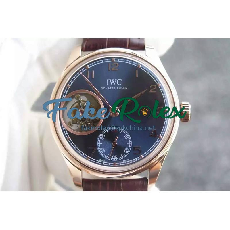 Replica IWC Portuguese Tourbillon IW5463 YL Rose Gold Blue Dial Swiss 63783