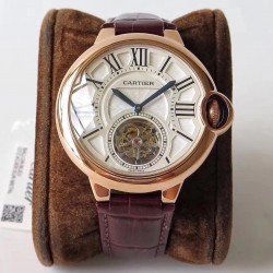 Replica Ballon Bleu De Cartier Flying Tourbillon W6920001 N Rose Gold Silver Dial Swiss 9452MC