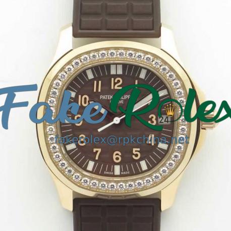 Replica Patek Philippe Aquanaut Luce Ladies 5068R-001 TW Rose Gold & Diamonds Chocolate Dial Swiss 324SC