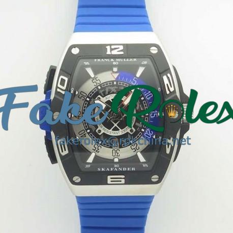 Replica Franck Muller Skafander SKF 46 DV SC DT N Stainless Steel Blue Skeleton Dial M8215