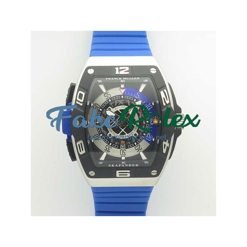 Replica Franck Muller Skafander SKF 46 DV SC DT N Stainless Steel Blue Skeleton Dial M8215