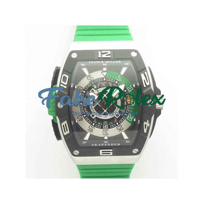 Replica Franck Muller Skafander SKF 46 DV SC DT N Stainless Steel Green Skeleton Dial M8215