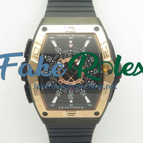 Replica Franck Muller Skafander SKF 46 DV SC DT N Ceramic & Rose Gold Black Skeleton Dial M8215