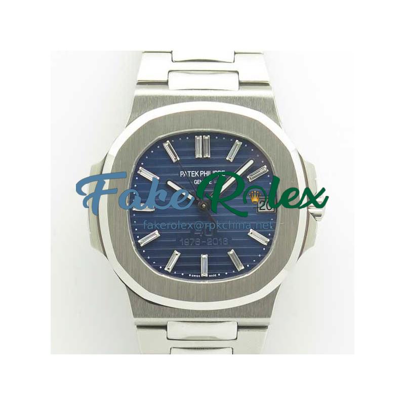 Replica Patek Philippe Nautilus 5711/1P 40TH Anniversary  JJ  Stainless Steel Blue Dial Swiss 324SC