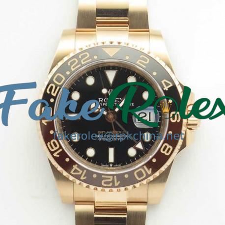 Replica Rolex GMT-Master II 126715CHNR AR Stainless Steel 904L With 24K Rose Gold Wrapped Black Dial Swiss 2836-2