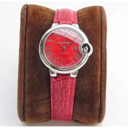 Replica Ballon Bleu De Cartier 33MM WSBB0022 TW Stainless Steel Red Dial Seiko NH05A