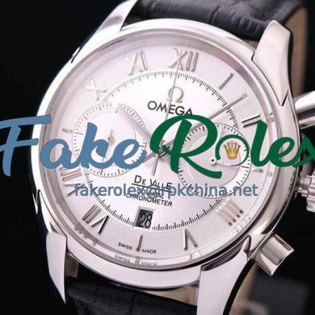 Replica Omega De Ville 42MM Chronograph Stainless Steel White Dial Swiss 9300