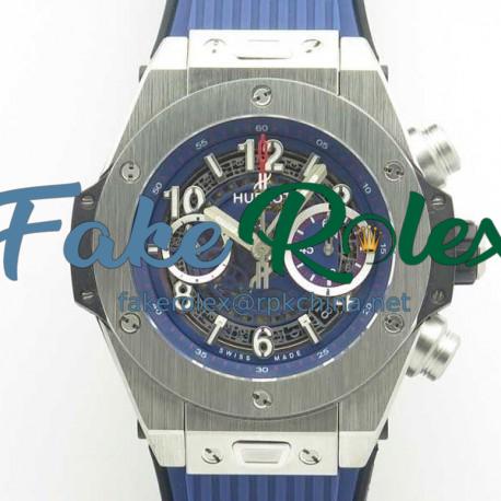 Replica Hublot Big Bang Unico Magic Sapphire 411.JX.1170.RX 3A Stainless Steel Blue Skeleton Dial Swiss HUB1242