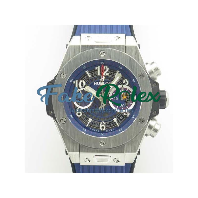 Replica Hublot Big Bang Unico Magic Sapphire 411.JX.1170.RX 3A Stainless Steel Blue Skeleton Dial Swiss HUB1242