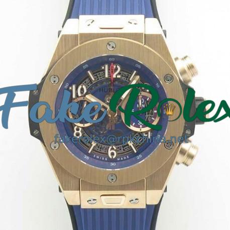 Replica Hublot Big Bang Unico Full Magic Gold 411.MX.1138.RX 3A Rose Gold Blue Skeleton Dial Swiss HUB1242