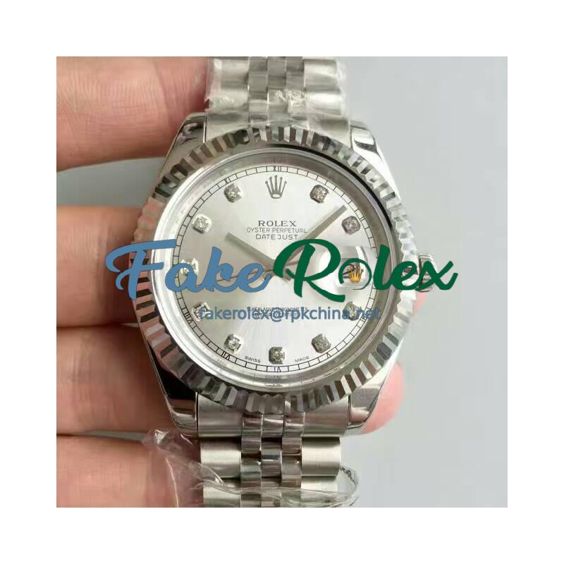 Replica Rolex Datejust II 116334 41MM N Stainless Steel Rhodium & Diamonds Dial Swiss 2836-2