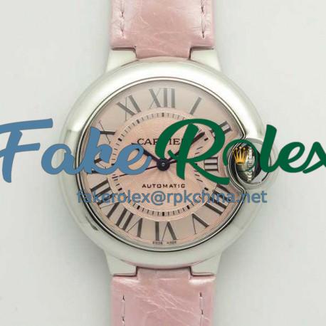 Replica Ballon Bleu De Cartier 33MM WSBB0002 AF Stainless Steel Pink Dial Seiko NH05A