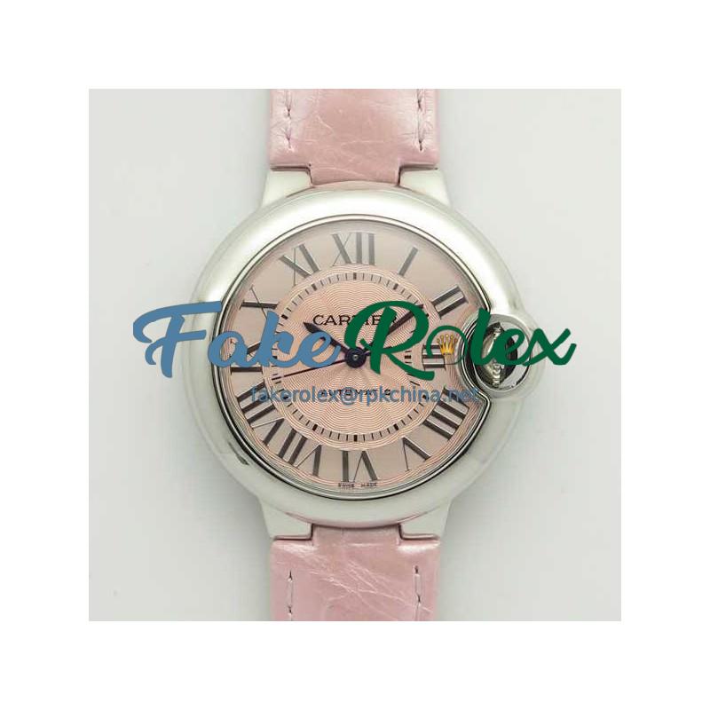 Replica Ballon Bleu De Cartier 33MM WSBB0002 AF Stainless Steel Pink Dial Seiko NH05A