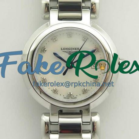 Replica Longines Primaluna Elegant Ladies L8.110.4.87.6 GS  Stainless Steel Mother Of Pearl Dial Swiss Cal L250