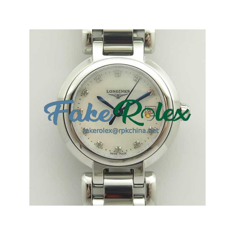 Replica Longines Primaluna Elegant Ladies L8.110.4.87.6 GS  Stainless Steel Mother Of Pearl Dial Swiss Cal L250