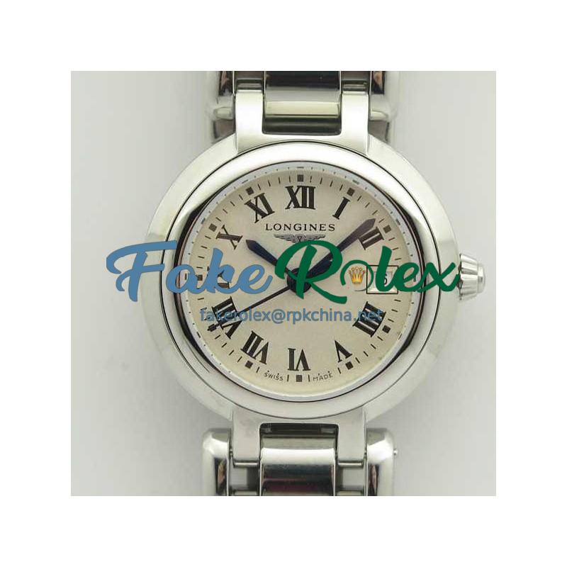 Replica Longines Primaluna Elegant Ladies L8.110.4.71.6 GS  Stainless Steel White Dial Swiss Cal L250