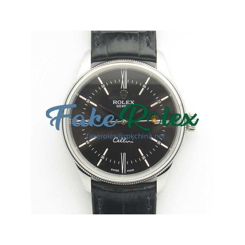 Replica Rolex Cellini 50509 MK V4 Stainless Steel Black Dial Swiss 3132