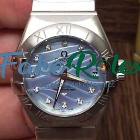 Replica Omega Constellation Double Eagle Lady 27MM Stainless Steel Blue Dial Swiss 8520