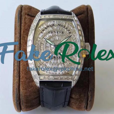 Replica Franck Muller Cintree Curvex 8880 CC AT D ABF Stainless Steel & Diamonds Diamond Dial Swiss 2824-2