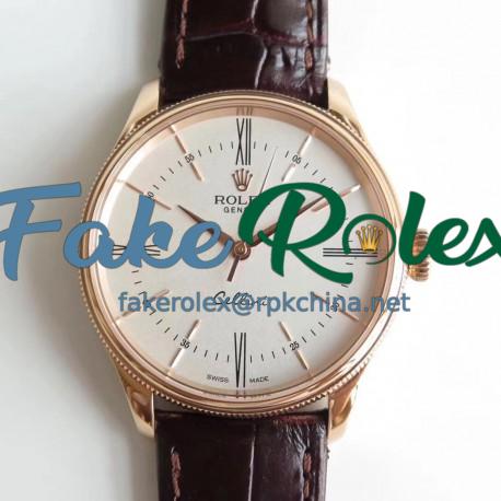 Replica Rolex Cellini 50505 MK V4 Rose Gold White Dial Swiss 3132