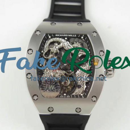 Replica Richard Mille RM057 Tourbillon Dragon  Jackie Chan TW Stainless Steel Black & Silver Skeleton Dial  Swiss Tourbillon