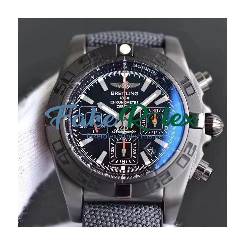 Replica Breitling Chronomat 44 Blacksteel MB0111C3/BE35 GF PVD Black Dial Swiss 7750