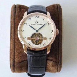 Replica Girard Perregaux 1966 Tourbillon Sous Pont D'Or 99535-52-131-BKBA N Rose Gold White Dial Swiss Tourbillon