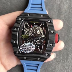 Replica Richard Mille RM35-02 Rafael Nadal KV V2 Forged Carbon Black Skeleton Dial M8215