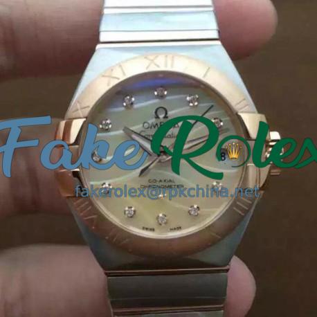 Replica Omega Constellation Double Eagle Lady 27MM Stainless Steel & Rose Gold Gold Dial Swiss 8520