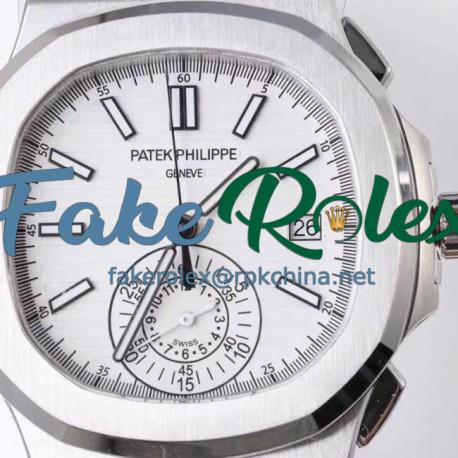 Replica Patek Philippe Nautilus Chronograph 5980 PP Stainless Steel White Dial Swiss 7750