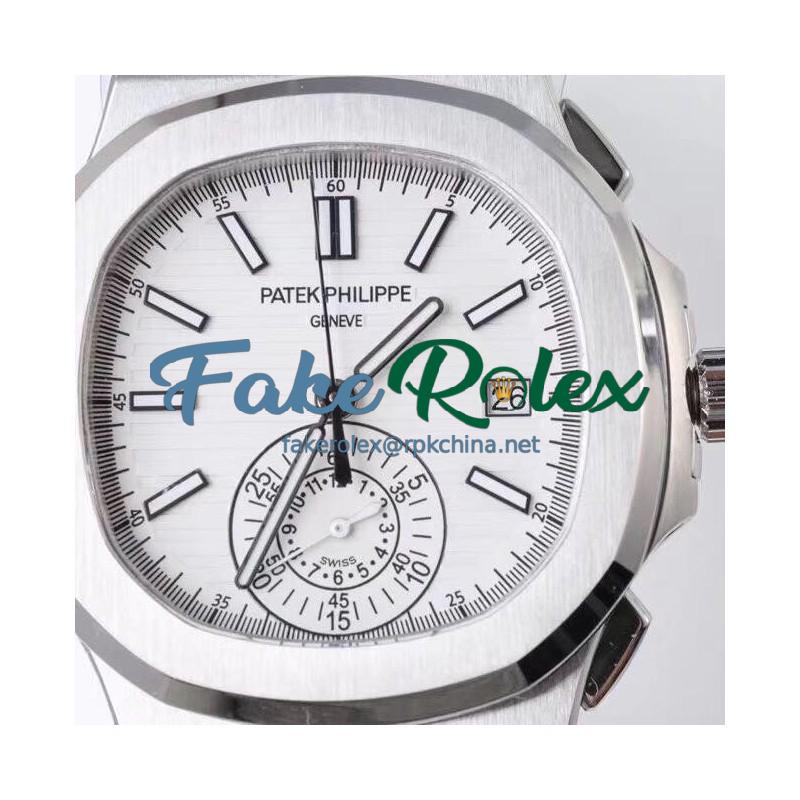 Replica Patek Philippe Nautilus Chronograph 5980 PP Stainless Steel White Dial Swiss 7750