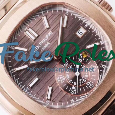 Replica Patek Philippe Nautilus Chronograph 5980/1R PP Rose Gold Chocolate  Dial Swiss 7750