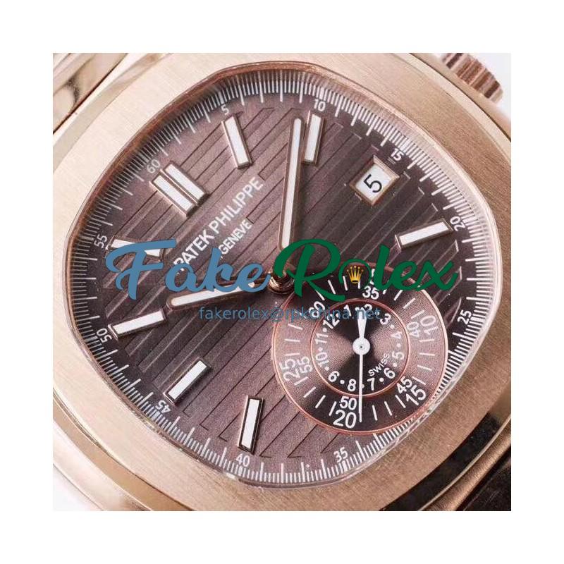 Replica Patek Philippe Nautilus Chronograph 5980/1R PP Rose Gold Chocolate  Dial Swiss 7750