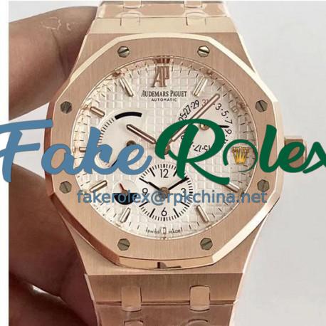 Replica Audemars Piguet Royal Oak GMT 41MM 26120 TWA Rose Gold White Dial Swiss 2329