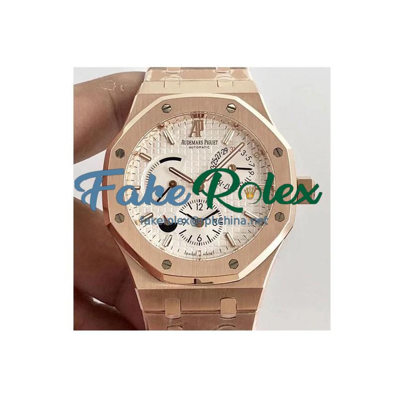 Replica Audemars Piguet Royal Oak GMT 41MM 26120 TWA Rose Gold White Dial Swiss 2329