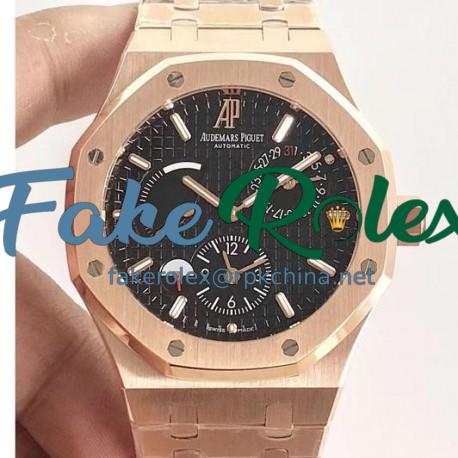 Replica Audemars Piguet Royal Oak GMT 41MM 26120 TWA Rose Gold Black Dial Swiss 2329