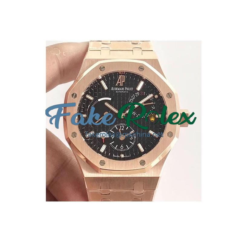 Replica Audemars Piguet Royal Oak GMT 41MM 26120 TWA Rose Gold Black Dial Swiss 2329