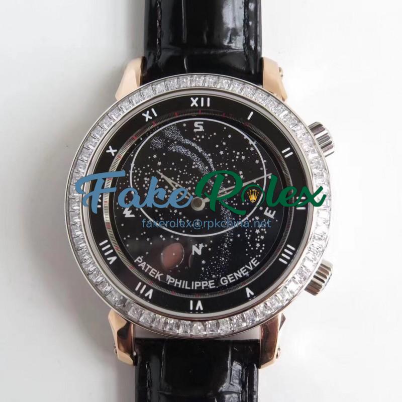 Replica Patek Philippe Grand Complications Sky Moon Celestial 5102PR N Rose Gold & Diamond Black Dial Swiss 240 LU CL C