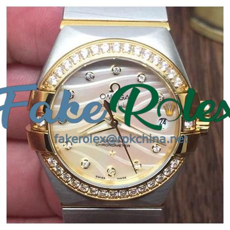 Replica Omega Constellation Double Eagle Lady 27MM Stainless Steel & Yellow Gold Gold Dial Swiss 8520