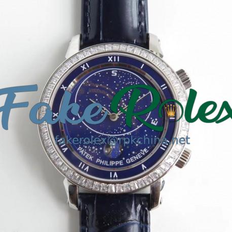 Replica Patek Philippe Grand Complications Sky Moon Celestial 5102G N Stainless Steel & Diamond Blue Dial Swiss 240 LU CL C