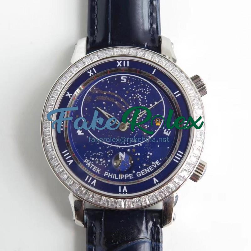 Replica Patek Philippe Grand Complications Sky Moon Celestial 5102G N Stainless Steel & Diamond Blue Dial Swiss 240 LU CL C