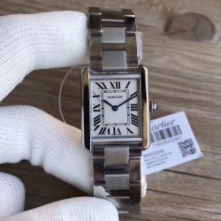 Replica Cartier Tank Solo Ladies 31MM W5200013 GP Stainless Steel Silver Dial Swiss Ronda Quartz